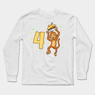 I am 4 with ape - kids birthday 4 years old Long Sleeve T-Shirt